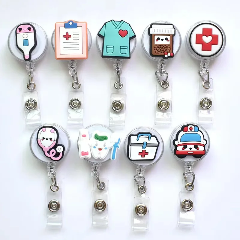 

1PCS Cartoon Badge Reel Retractable ID Lanyard Name Tag Card Badge Holder Clip Doctor Nurse Office Supplies Credential Holder