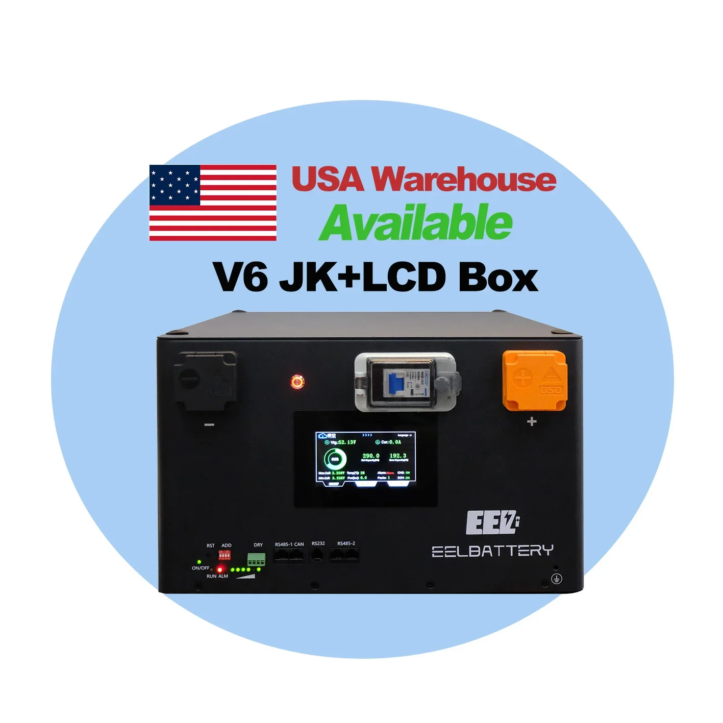 USA Stock EEL Newest V6 51.2V JK-V19 Inverter BMS DIY Battery Box With Circuit Breaker+fuse Use For Solar Panel Energy System