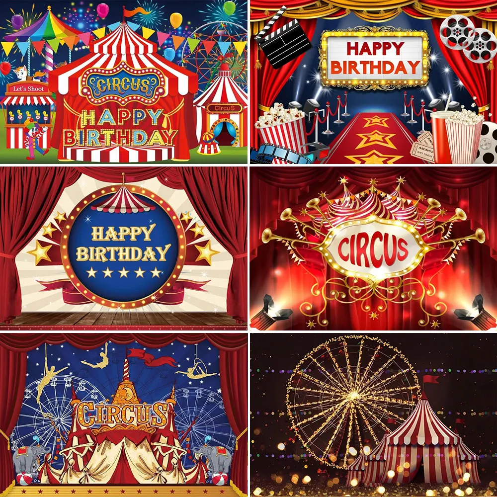 Circus Carnival Ferris Wheel Balloon Birthday Party Custom Background Decorate Newborn Baby Photography Photocall Photo Studio