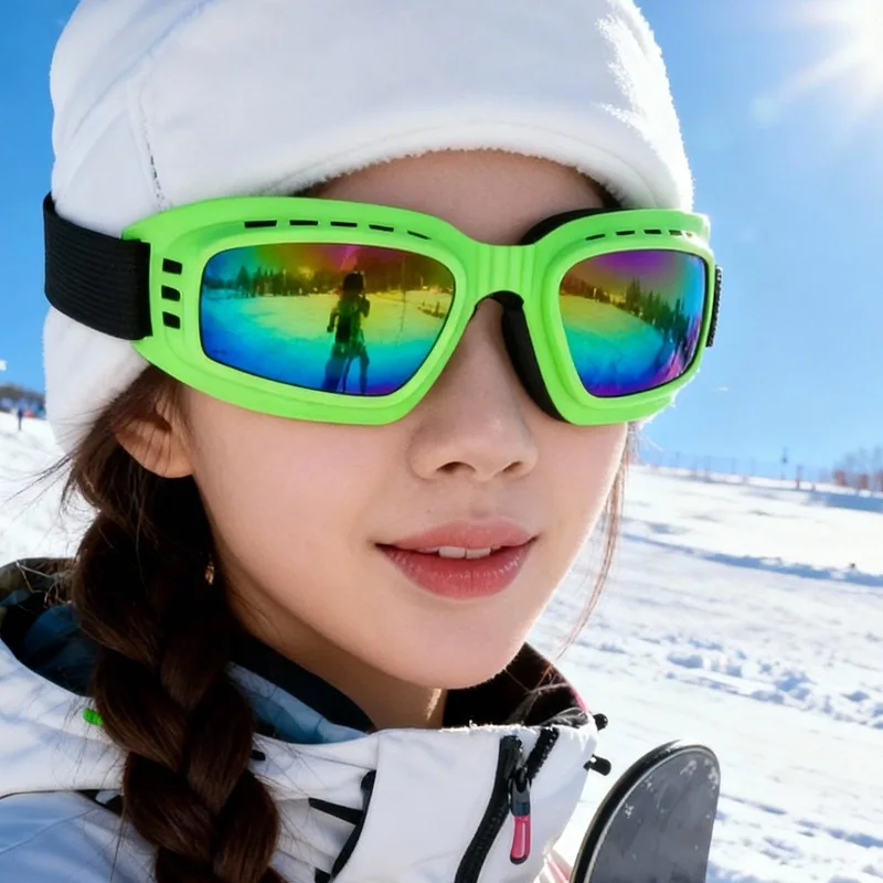 

Складные лыжные очки для мужчин и женщин, противотуманные и ветрозащитные очки для сноуборда с UV400, портативные велосипедные мотоциклетные очки