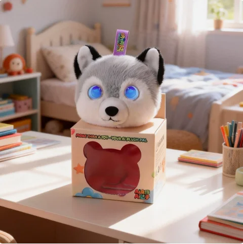 AI Smart Husky Plush Toy Interactive Talking Companion Doll,Early Education Kids Stuffed Toy with Glowing Eyes,PP Cotton Childre view 2