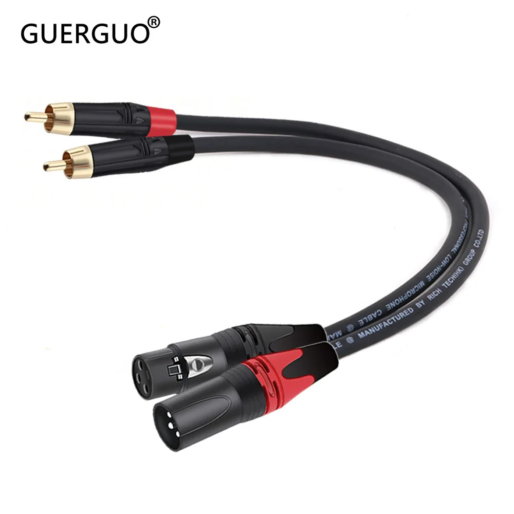XLR-auf-RCA-Adapterkabel, RCA-Stecker auf 3-polige XLR-Buchse/Stecker, abgeschirmtes Audio-Verlängerungskabel für Verstärker, Mixer, Mikrofon