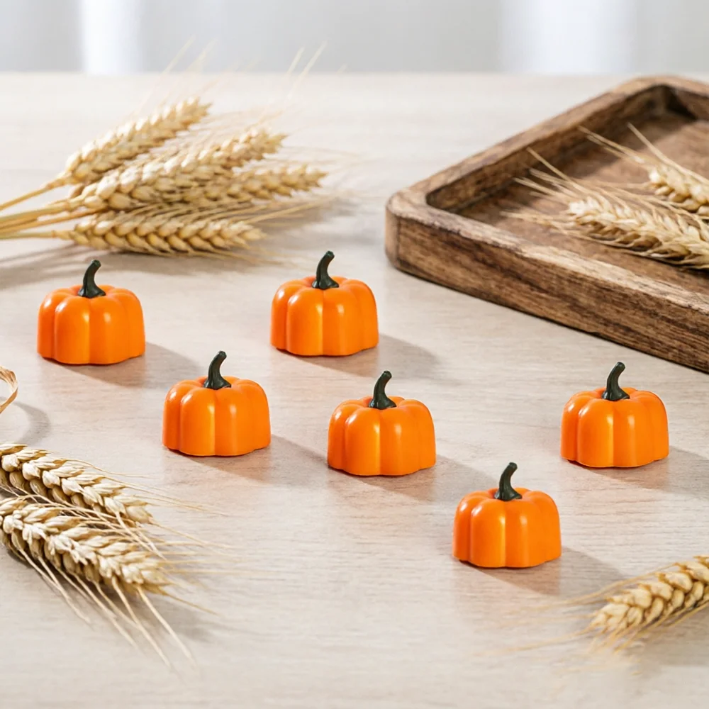 Mini Plastic Pumpkin Shaped LED Candle Light, Used for Halloween, Thanksgiving, Harvest Festival, Autumn Courtyard Indoor Decor