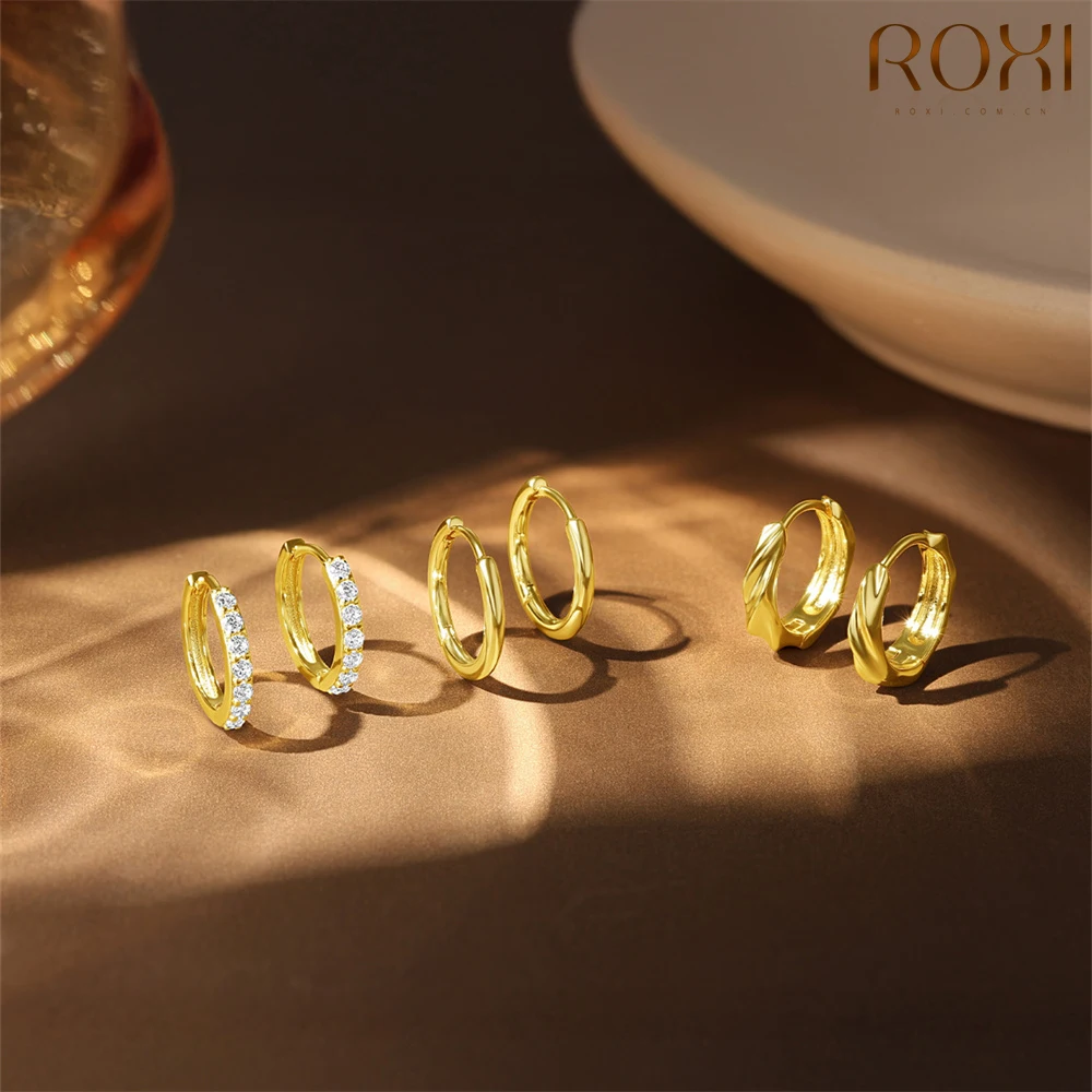 ROXI 925 Sterling Smooth Metal Chunky Hoop Earrings for Women Girls Fashion Oval Circle Hoops Statement Earrings Punk Jewelry