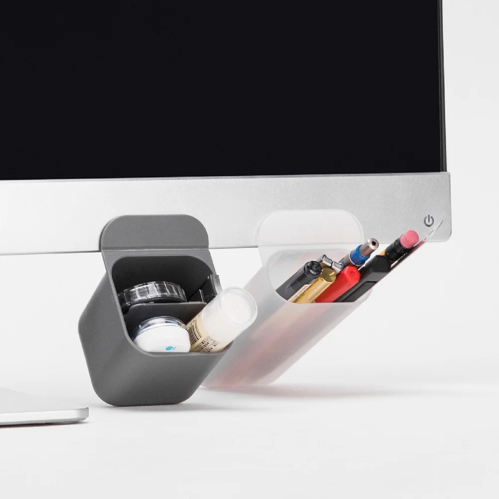 

3pcs Pen Holder Stationery Organizer For Computer Monitor Desktop Storage Adhesive Screen Mount For Pens Pencils Rulers Office