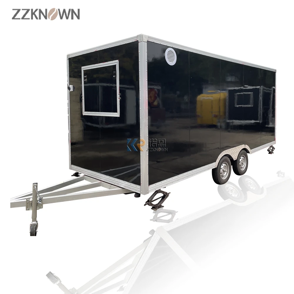 4.9m Hotdog BBQ Trailer Snack Vending Catering Car Electric Square Type Mobile Street Food Truck Ice Cream Coffee Cart with CE