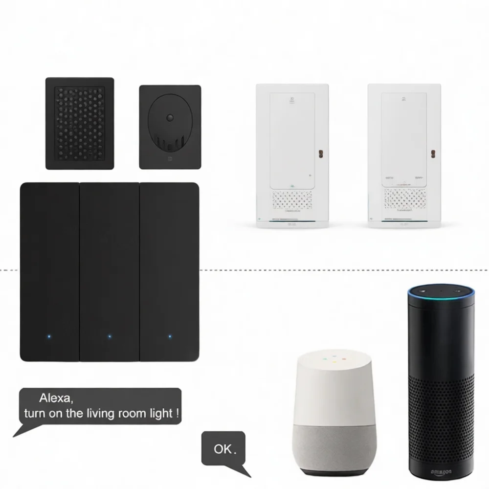 WiFi Smart Wall Switch Tuya EU Standard Light Control Remote Push Button Module Alexa Voice Automation Home Improvement Kit
