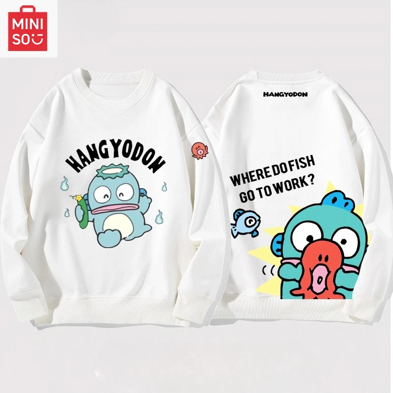

MINISO collaboration Hangyodon printed hoodie long-sleeved loose cartoonish casual and cute for girls and boys