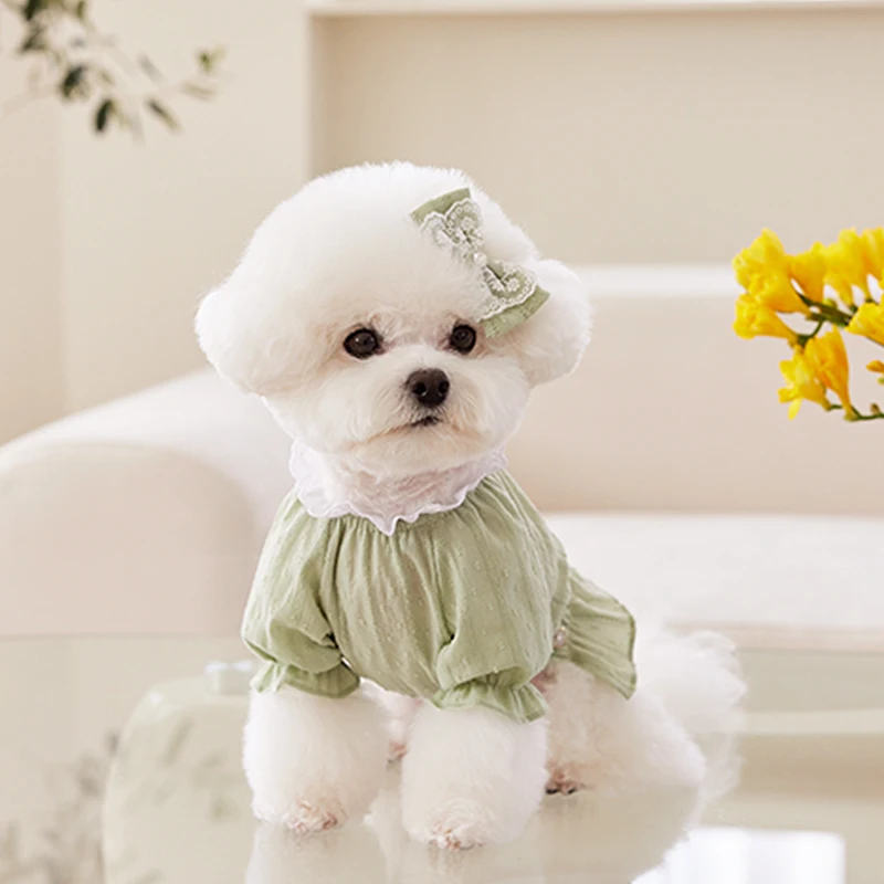 

Green Short Sleeves Shirt for Small Dogs Soft Pet Apparel Puppy Clothes Dog Blouse Cat Clothing Outdoor Party Outfits