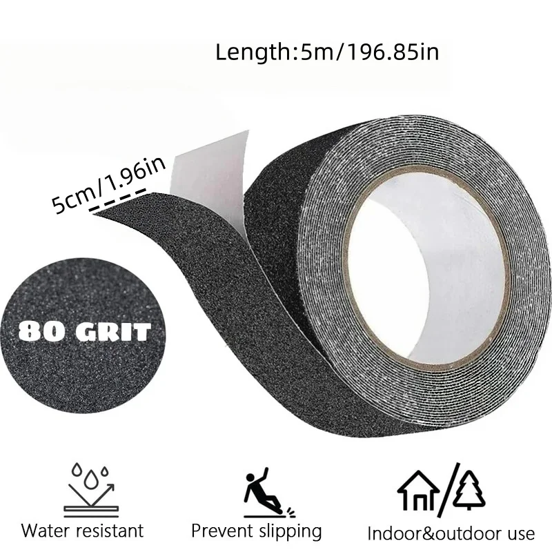 5M Self Adhesive Anti Skid Tape Non Slip Grip Strip for Shower Room Bathroom Floor Tiles Kitchen Stairs Bathtub Edge