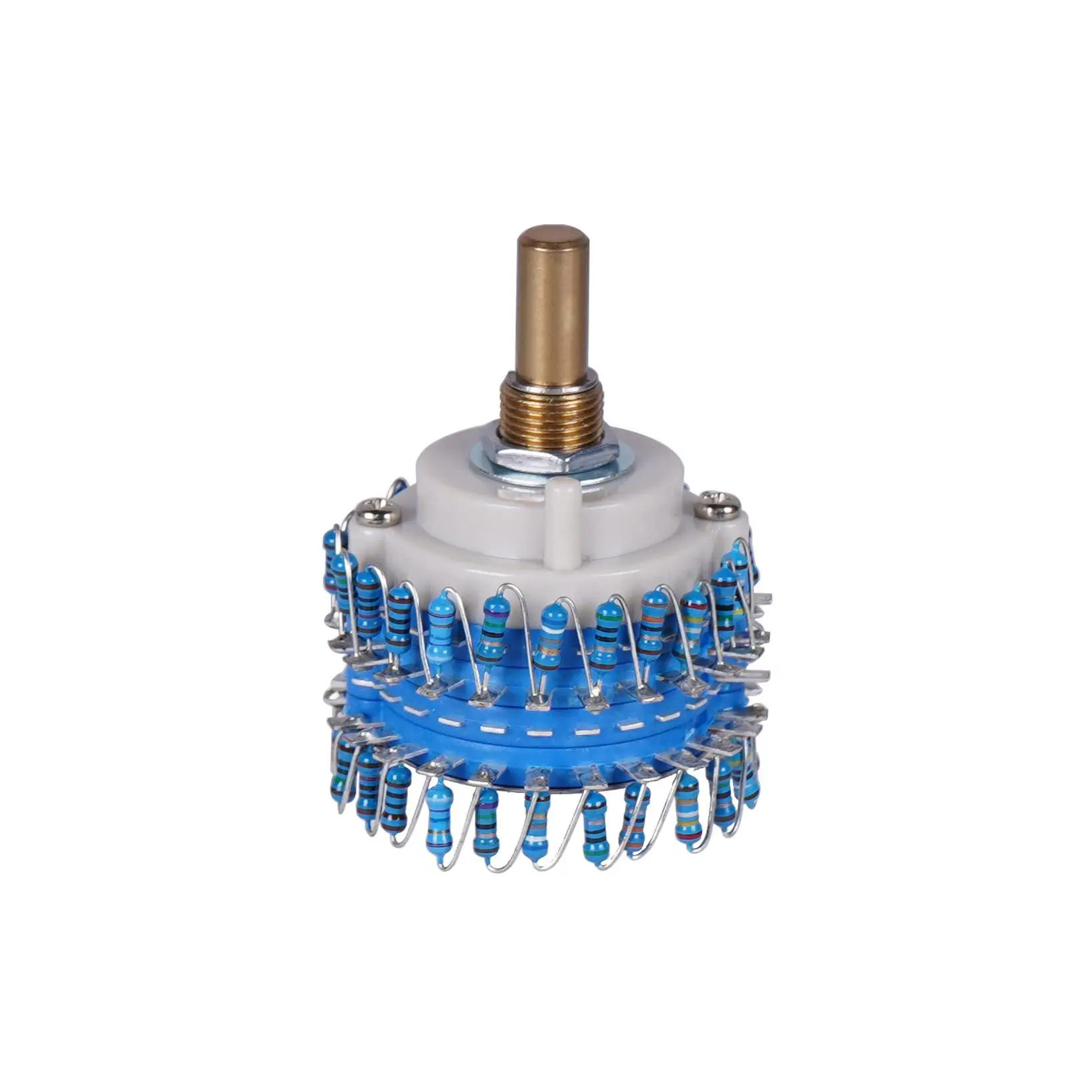 High precision 24 level 10K50K100K250K500K1M stepper dual channel volume round handle potentiometer
