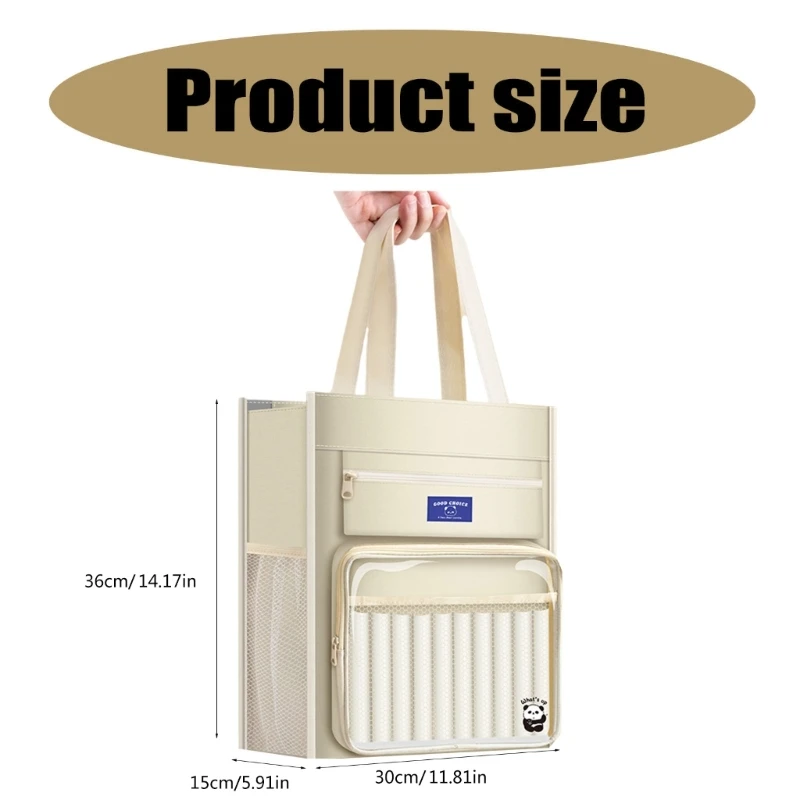 حقيبة الكتب القماشية حقيبة الكتب المدرسية المحمولة 8 مقصورات حقيبة تنظيم الحرف اليدوية