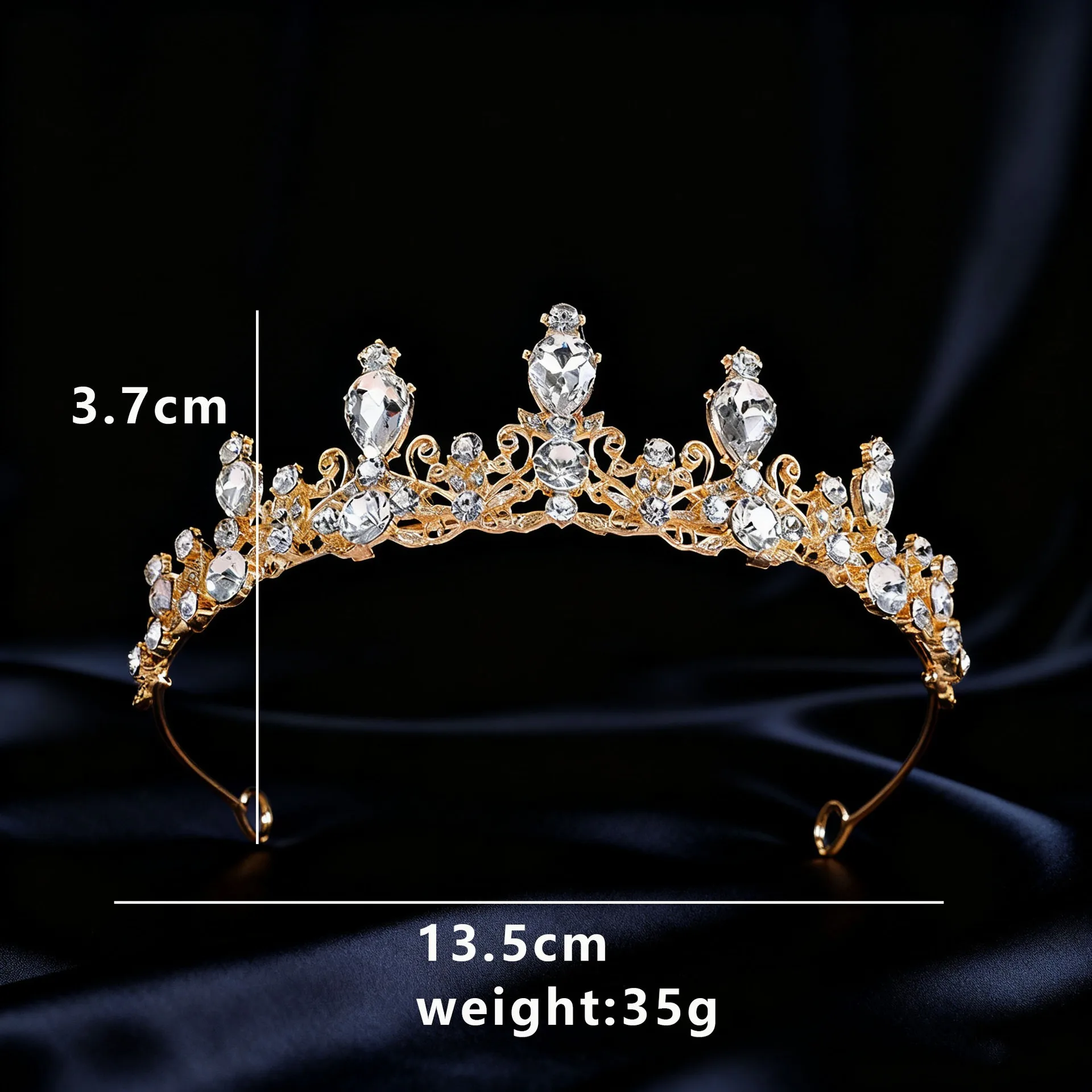 Bridal Tiara Vintage Scroll Rhinestone Queen Crown 10Pcs Bobby Pins Elegant Sparkling Headpiece Wedding Pageant Formal Events view 6