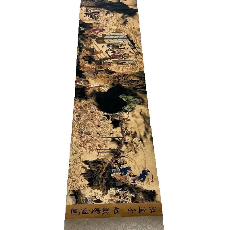 

China Ancient Picture Paper,Character Painting,Jiang Yizi's underground prison disguised as a map, Long Scroll Painting ﻿