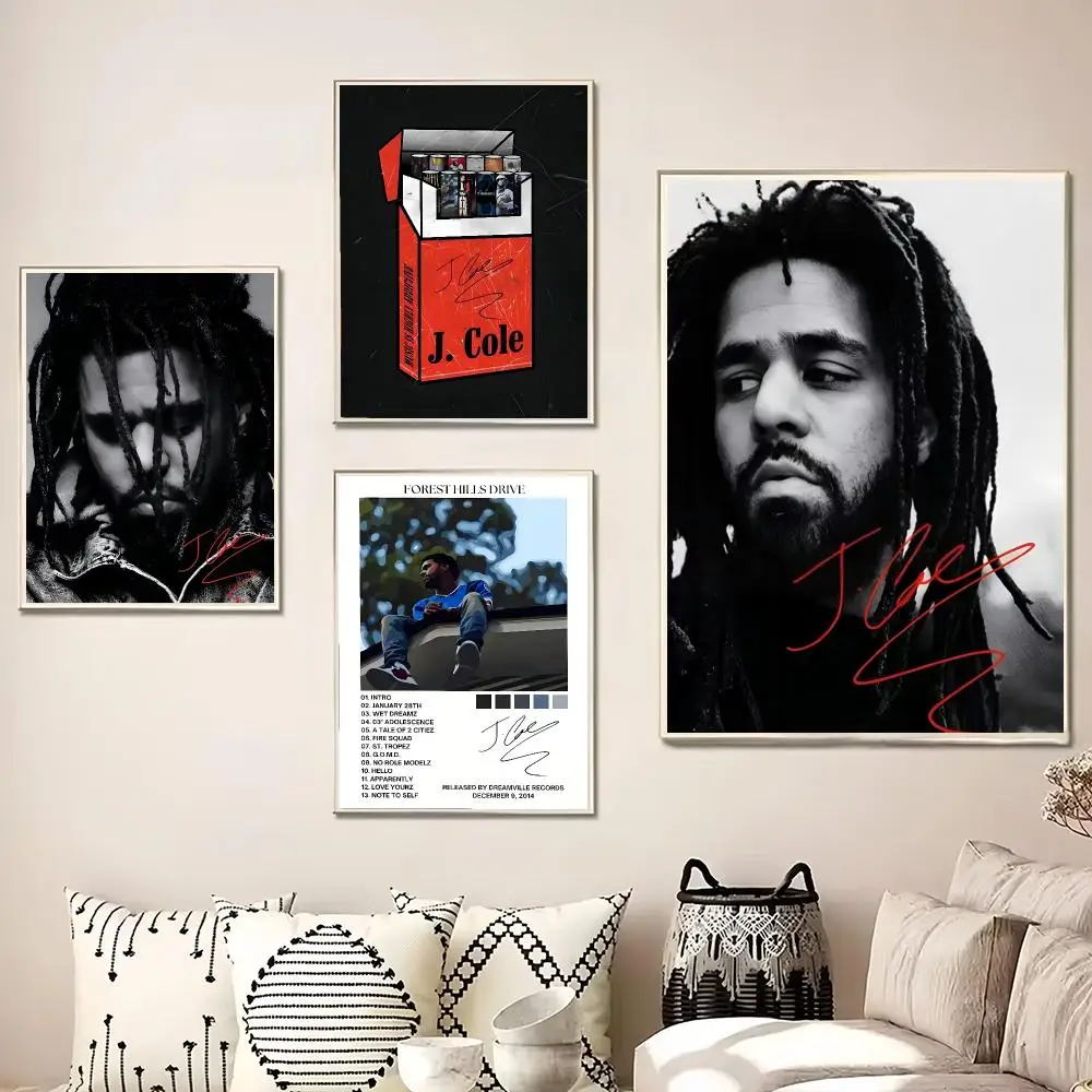 Pop Music J-J.Cole World Painting Calligraphy Canvas Poster Wall Art for Living Room Bedroom Cafe Decor Gift