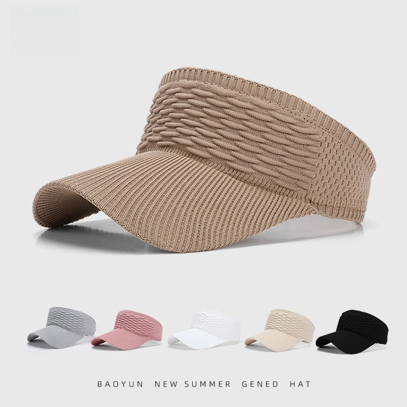 Fashion Outdoor Sports Fish Scale Knit Visor Hat Spring Summer Open Top Sun Cap Breathable Sun Protection UV Hat for Men Women