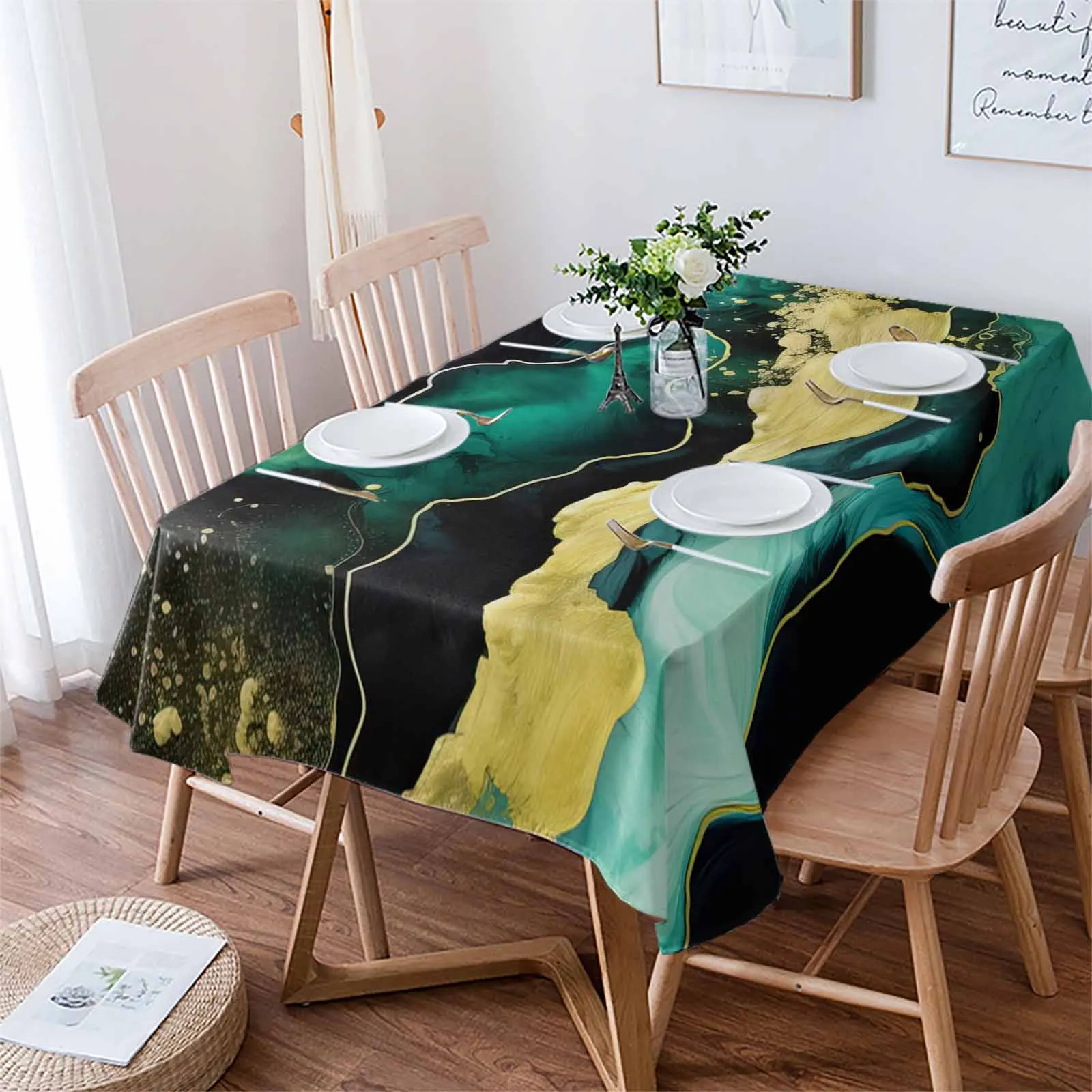 Abstract Streamline Modernist Marble Tablecloth Waterproof Dining Table Rectangular Round Tablecloth Home Kitchen Decoration