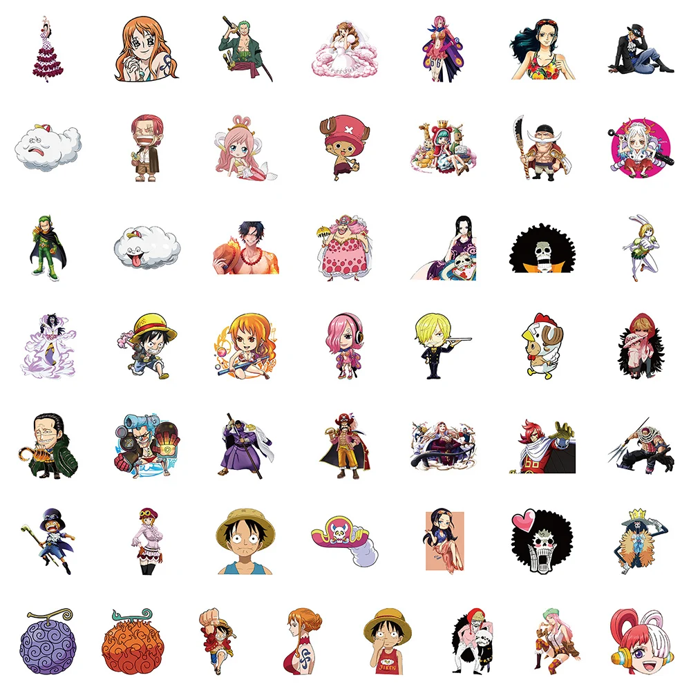 10/30/50pcs Classic Cool Anime EEN STUK Stickers Nami Luffy Zoro Cartoon Decals Skateboard Telefoon notebook Kids DIY Sticker Speelgoed