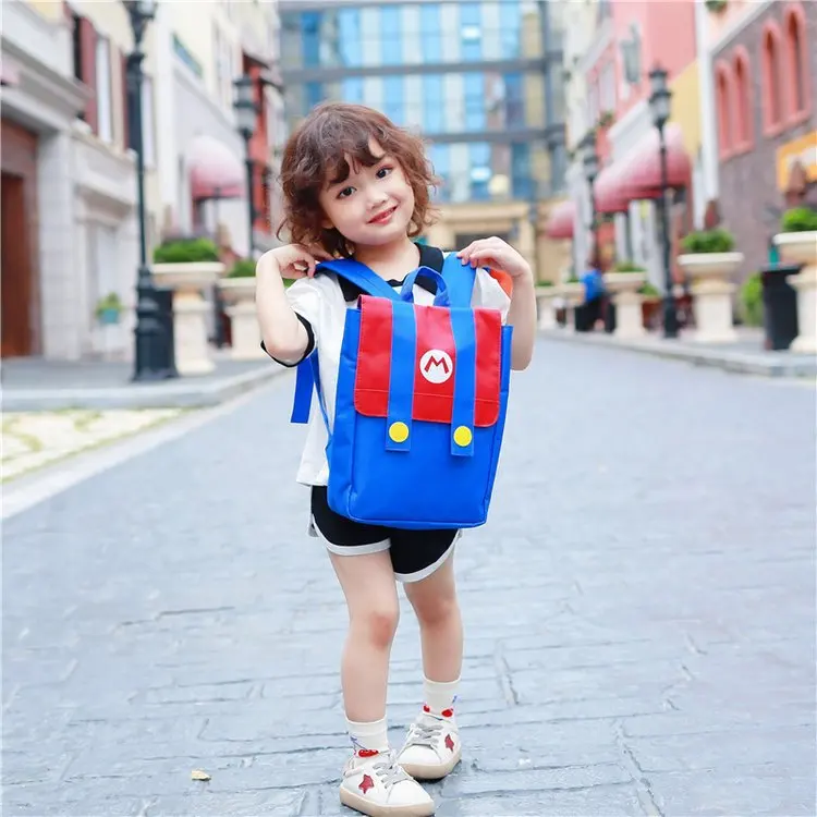 Anime Super Luigi Brothers Backpack Red Green Letter Printed Cartoon Boys and Girls Children's  Schoolbag Backpack image 3
