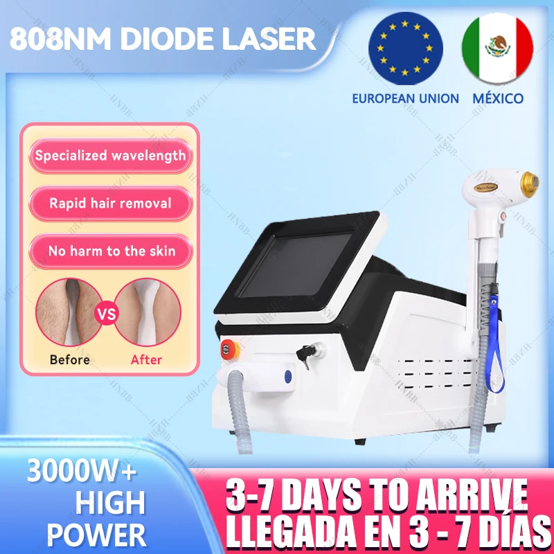 Lokale Verzending 808nm Diode Laser Ontharing Machine 755nm 1064nm 3-Wave 3000w Ijs Platina Koelsysteem Huidverzorging