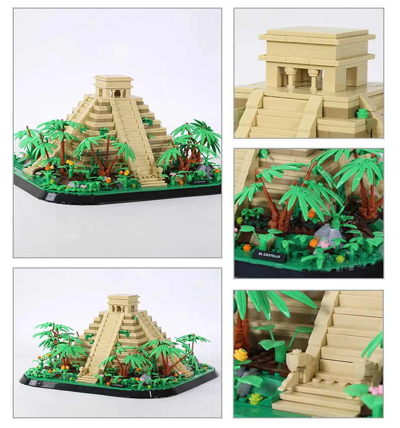 

Creative Building Block Mexico Mayan Culture Historical Ancient Architecture Kukulcan Temple Construction Model Sets Brick Toys