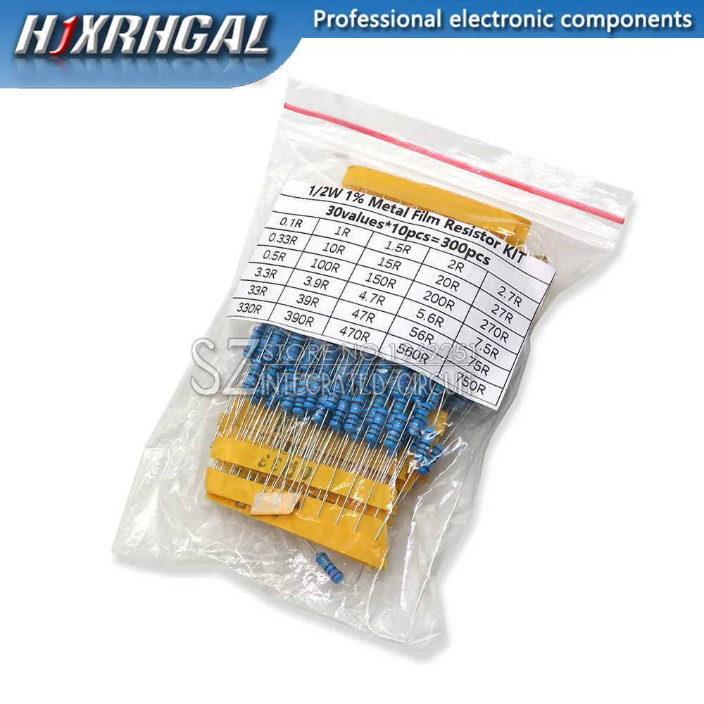 150PCS 300PCS 1/4W 1/2W 1W 2W 3W Resistance 1% Metal Film Resistor Assortment Kit Set 30Values Each 5/10PCS 1~750 1K~820K Ohm