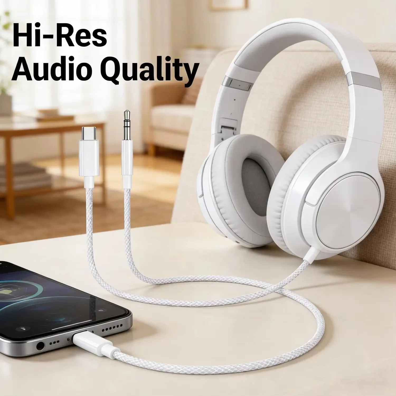 USB C to 3.5mm Male AUX Audio Cable Nylon Braided Type C Jack AUX Cord for iPhone 17 16 Samsung Car Speaker Headphones Adapter
