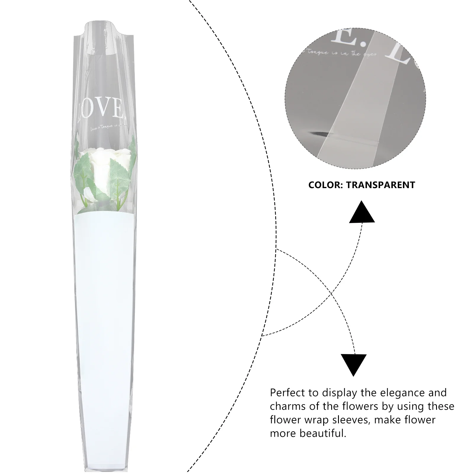 

50Pcs Rose Flower Sleeves Single Flower Wrapping Bags for Valentine Christmas Thanksgiving Bouquet Wrapping Bag