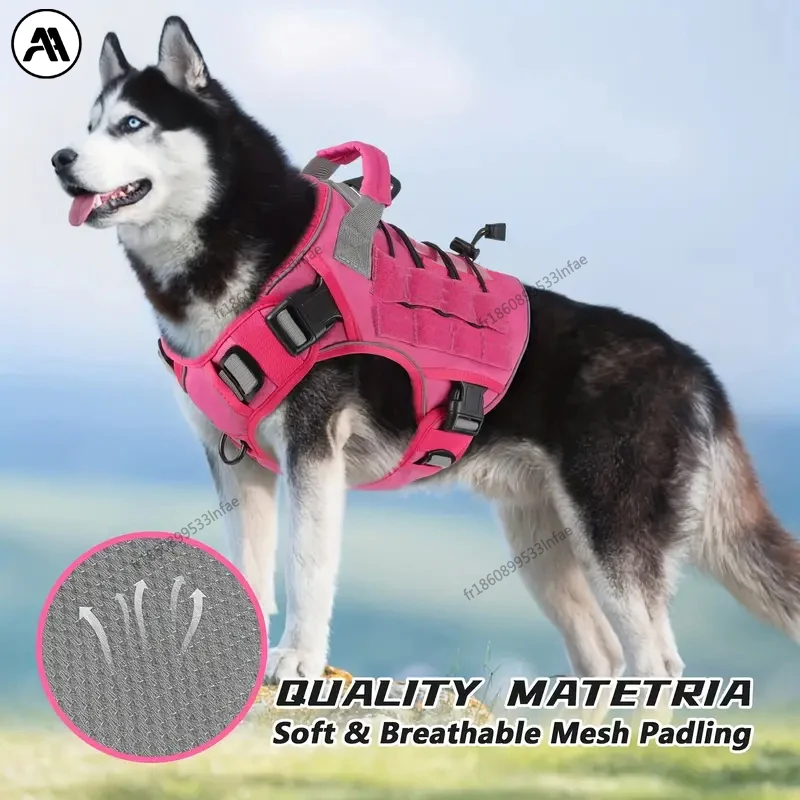Gilet tactique Ripstop pour chien - Harnais réglable et rembourré pour chiens de taille moyenne et grande, résistant à l'eau