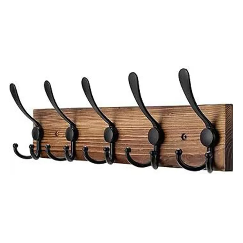 HHO-For Hanging Coat, Racks 2 Pack Wall Mount 16.8" Rustic Hat Rack Farmhouse Style Wall Hooks For Hanging Clothes, Bags Towels