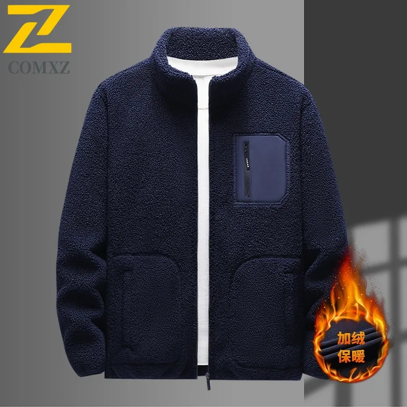 سترة رجالية متعددة الاستخدامات من COMXZ، ياقة واقفة ممتازة، معطف مريح كاجوال للأعمال، تصميم بلون سادة، ملابس خريفية متينة للسفر #2