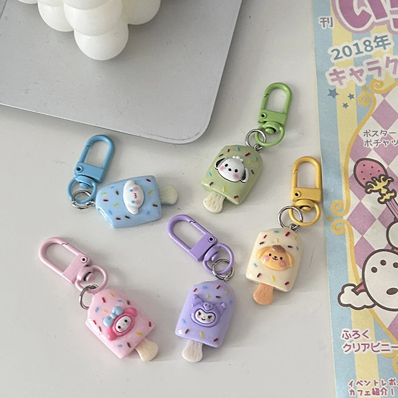 Kawaii Schattige Ijs Sleutelhanger Cartoon Anime Ijslolly Sleutelhanger Kuromi Cinnamoroll Mijn Melodie Sleutelhouder Schooltas Hanger