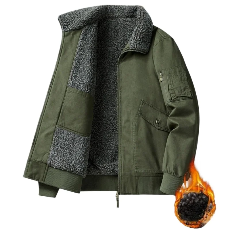Chaqueta de estilo militar de invierno para hombre con forro polar grueso para actividades al aire libre Ocasiones informales de negocios con protección cálida