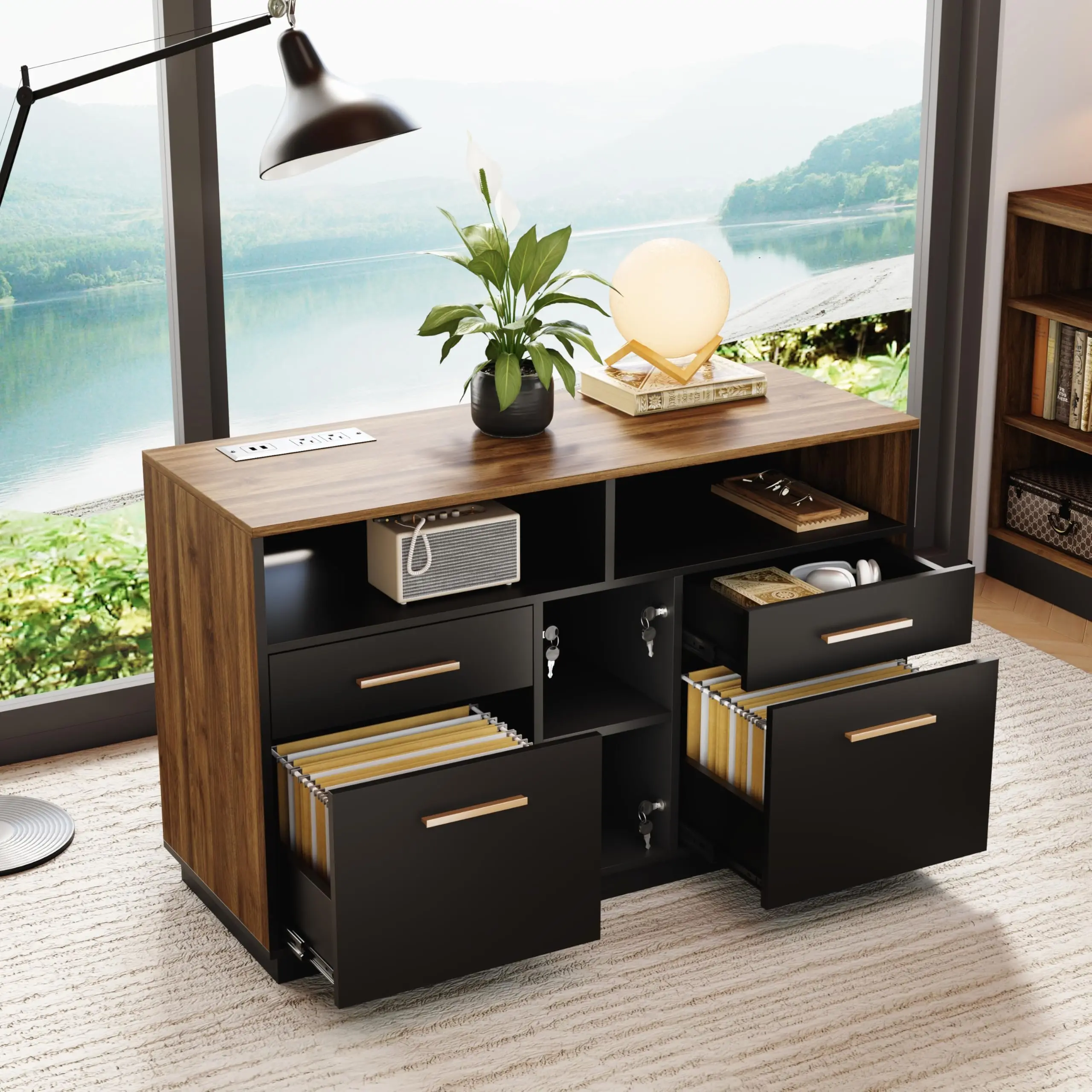 4 Drawer File Cabinet with Lock for Home Office
