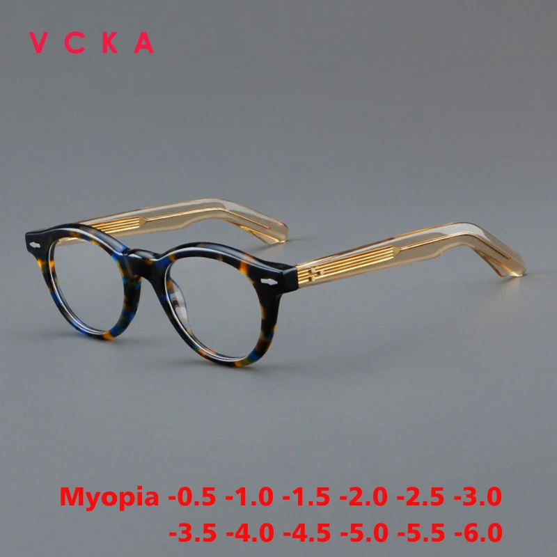 

VCKA Vintage Acetate Glasses Frame Men Prescription Myopia Eyeglasses Women 2024 New Retro Luxury Custom Eyewear -0.50 to -10