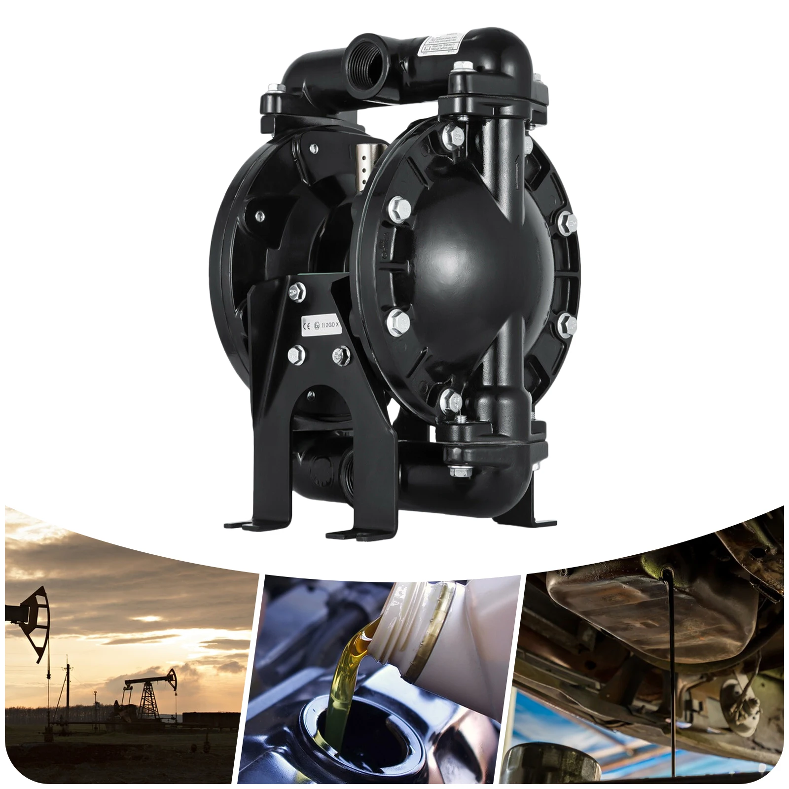 120PSI Air Operated Diaphragm Pump Pneumatic Diaphragm Pump for Water, Low-viscosity Petroleum-based Fluids