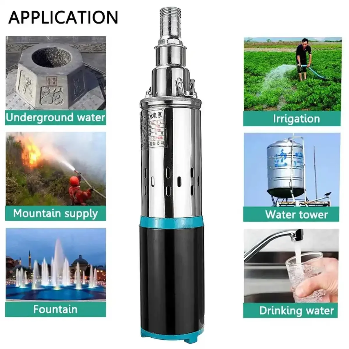 12V/24V High Lift 25m Water Pump Solar High Pressure Deep Well Pump Submersible DC Pump Agricultural Irrigation Garden