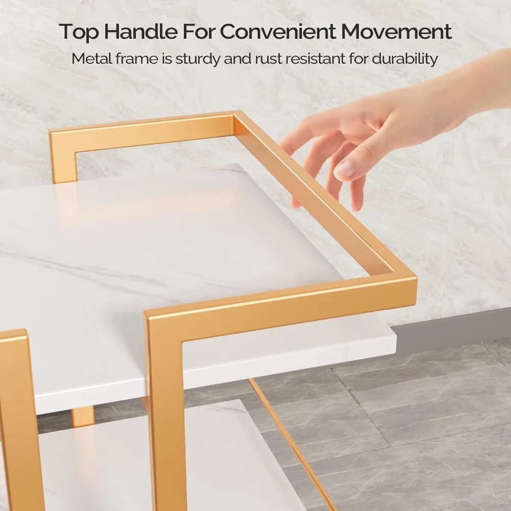 عربة تجميل مع عربة دوارة لصالونات التجميل بعجلات، منظم تخزين متنقل ذهبي لتدليك مستحضرات التجميل والمنتجعات الصحية #3