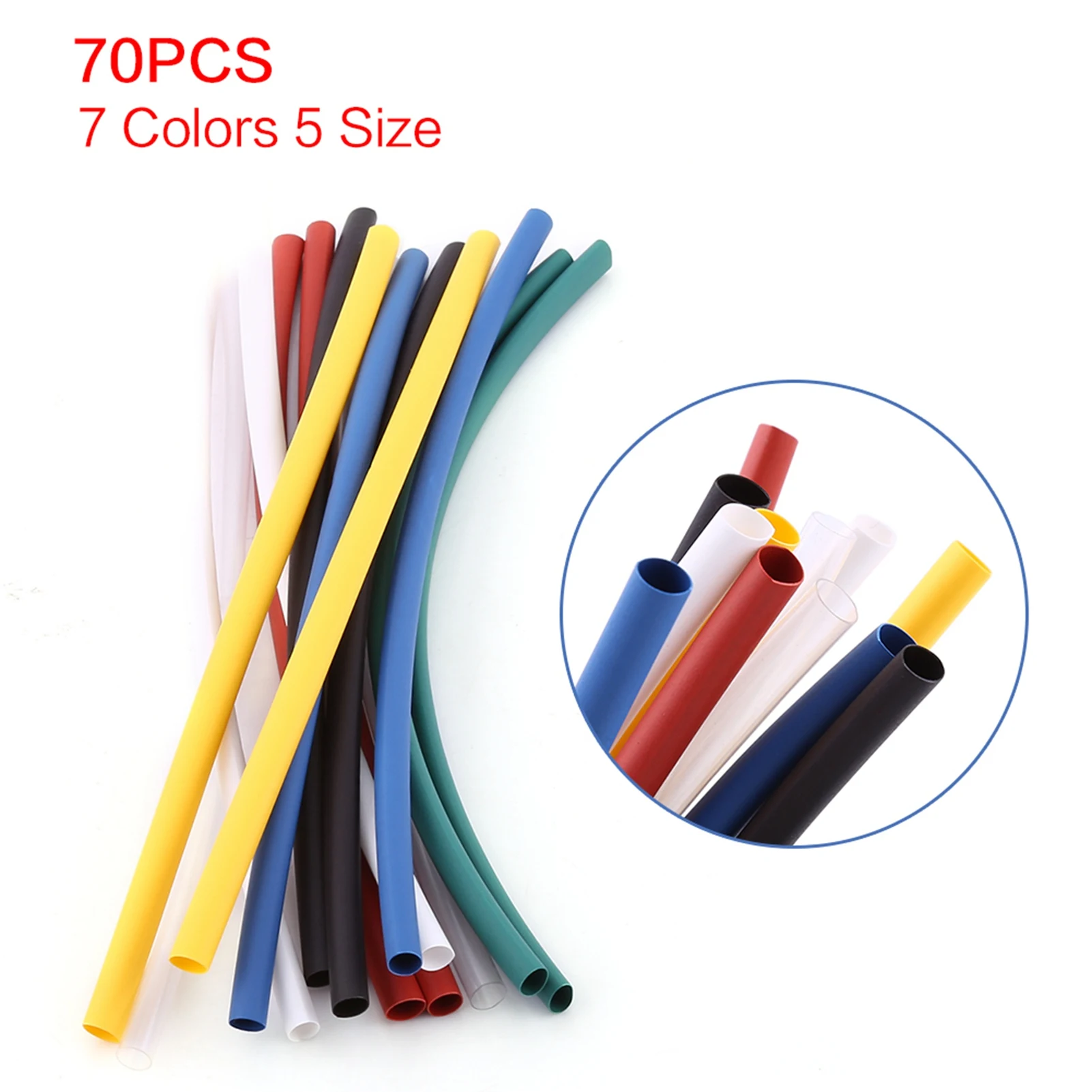 70pcs Halogen free 2:1 Heat Shrink Tubing Wrap Cable Sleeve Shrinkable Tube