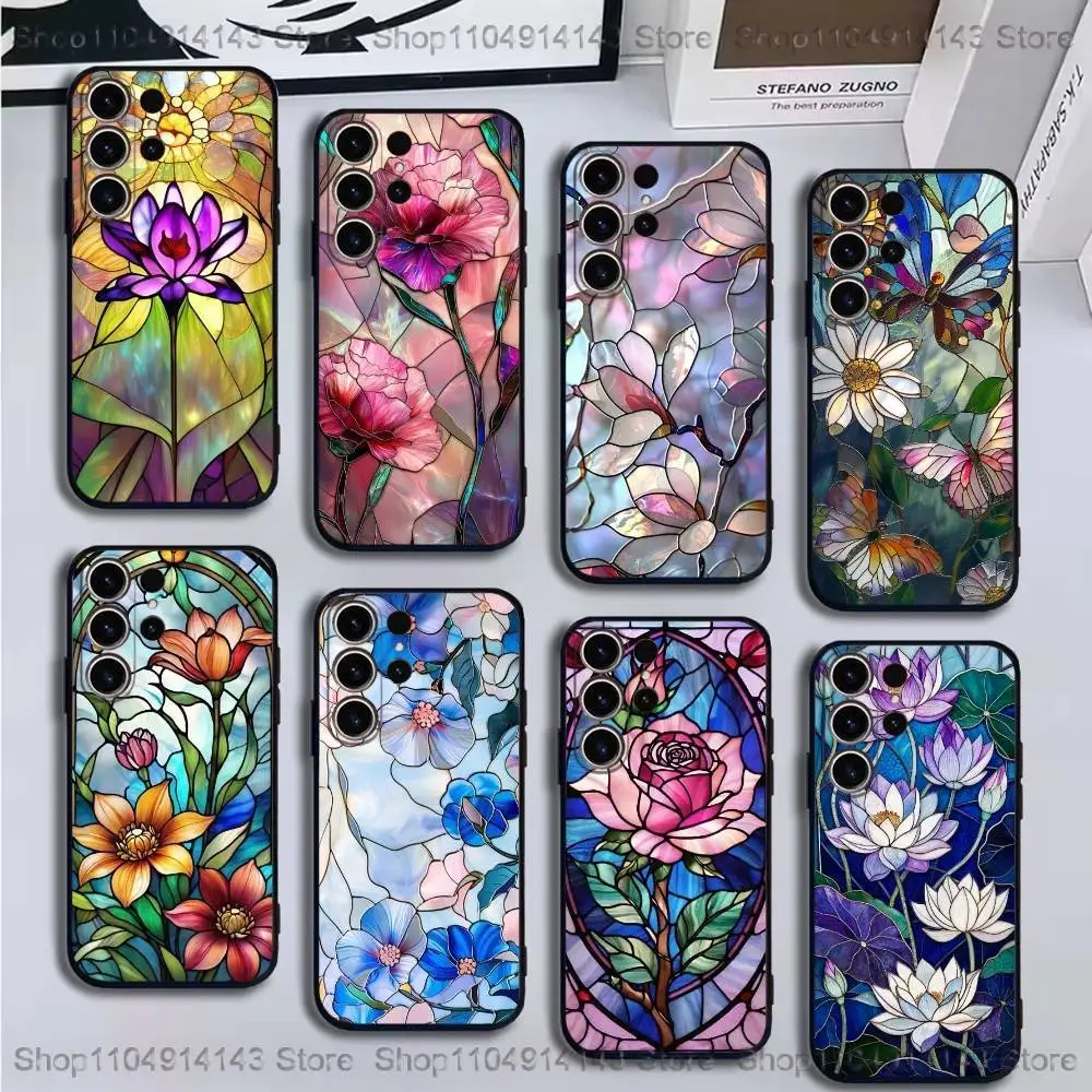 

Glass window grilles Phone Case For SamsungS25,24,21,22,23,30,Ultra,20,Plus,Fe,Lite,Note,10,9,Soft Black Cover