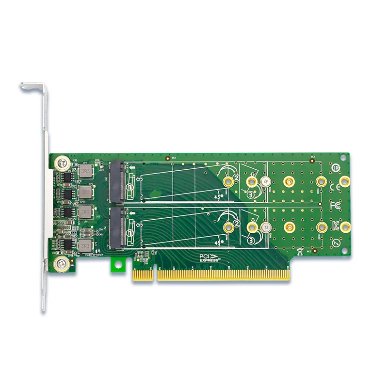 Adaptateur SSD PCIe x16 vers 4 ports M.2 NVMe, profil bas