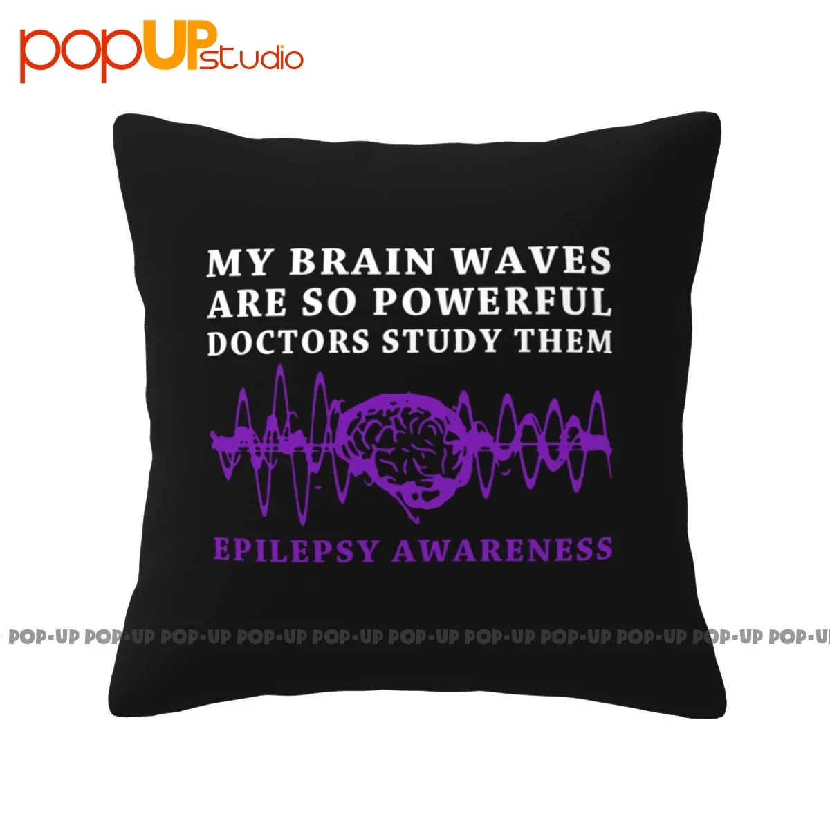 Square My Brain Waves Are So Powerful Doctors Study Them Epilepsy Awareness Pillowcase Throw Pillow Cover Customized