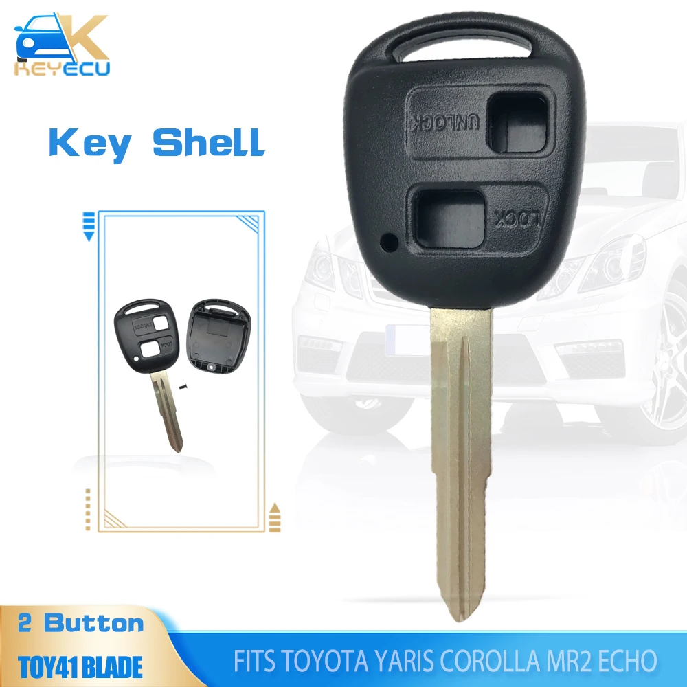 

KEYECU Remote Key Shell 2 Button Replacement for Toyota Yaris Corolla MR2 Echo Tarago Prado TOY41