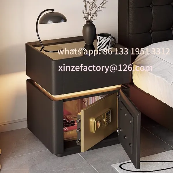 

Customizable Smart Bedside Safe Integrated Premium Multi-function with Wireless Charging Bedside Safe Cabinet New Bedroom