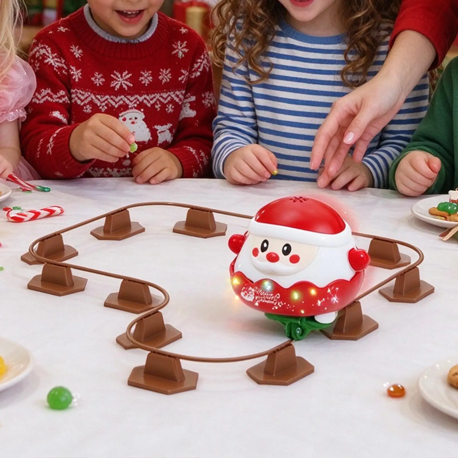 Christmas Toy Music Balance Figure Holiday Decoration Santa Figurine with Sound and Light for Kids Party Birthday Holiday Gift