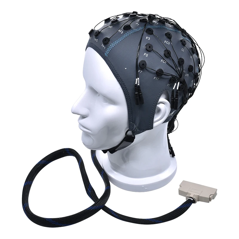 

High density EEG caps with sintered AgAgCl coated gold eeg electrodes medical hat for researchers