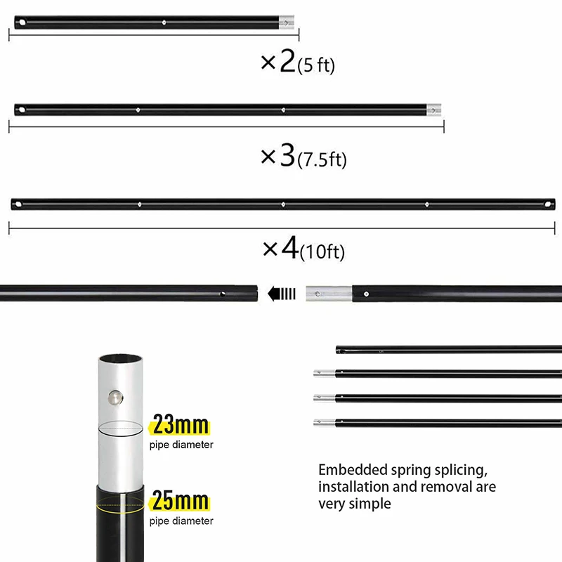 Photography Background Bracket 2/2.6/2.8 * 2/3m Aluminum Alloy Thick and Extendable Support Bracket Set, Portable Handbag