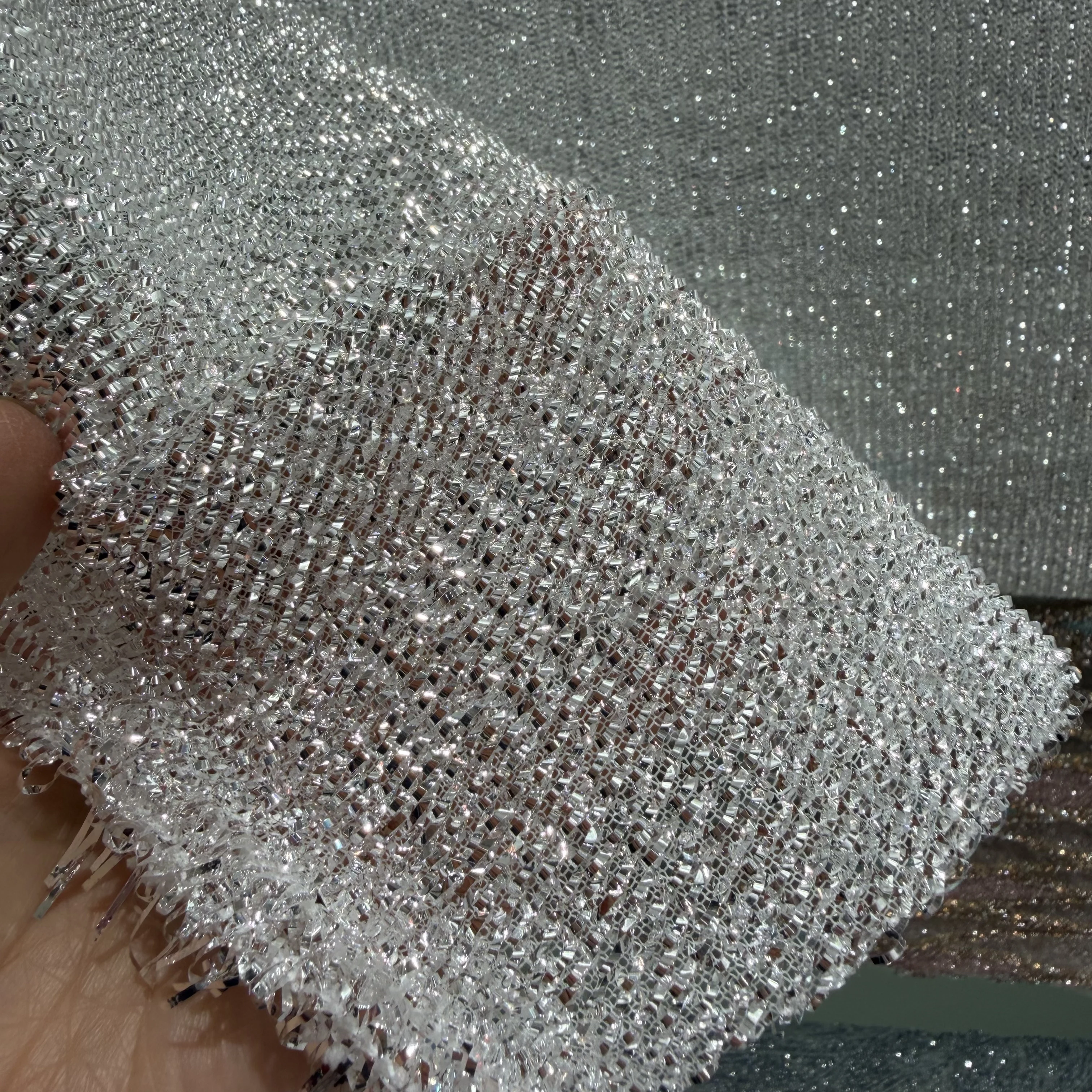 Silver Silk Elastic Net Designer Cloth Handmade DIY Accessories Draping Fabric for Wedding Fabric