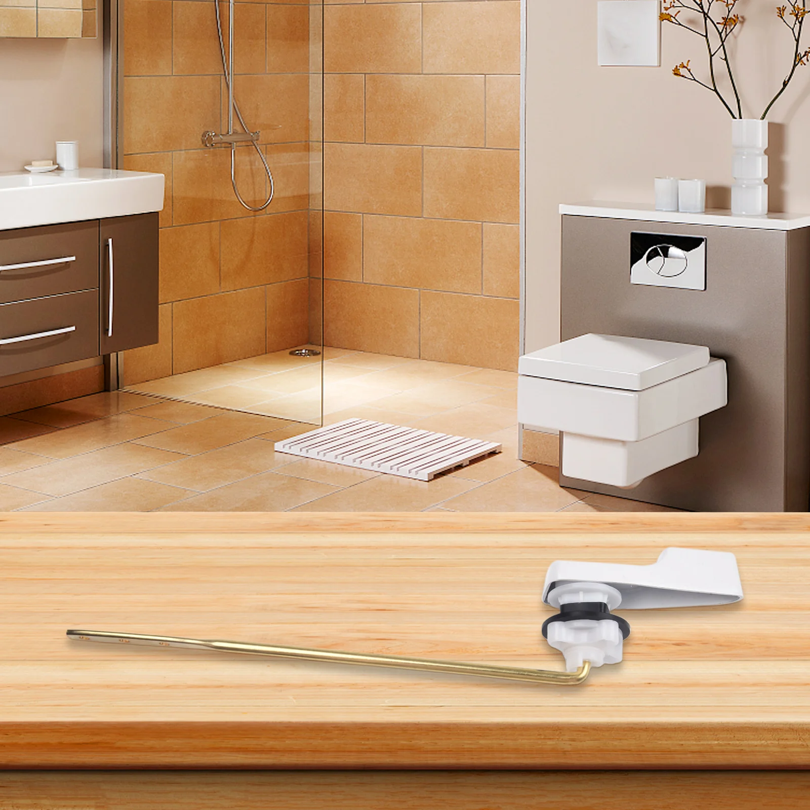 لمعظم المراحيض، مقبض دافق المرحاض، رافعة دافق لخزان المرحاض لإصلاح المرحاض، صامولة بلاستيكية متضمنة سهلة التركيب #2