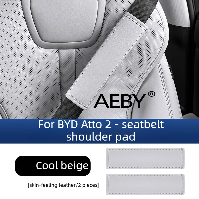 AEBY Voor BYD Atto 2 Smart Driving Edition 2024-2025 Lederen veiligheidsgordel schouderstuk, zacht gewatteerde schouderhoes, auto-interieur decor